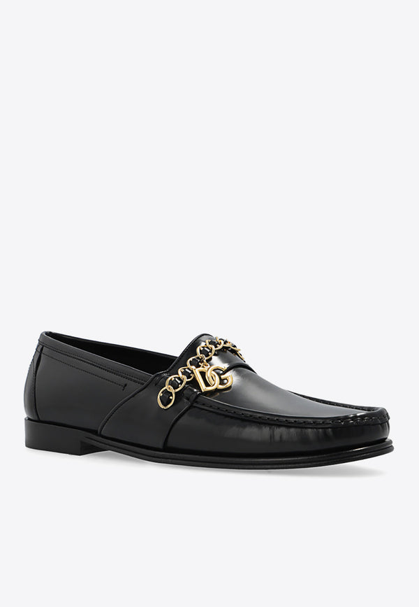Dolce & Gabbana Logo-Plaque Leather Loafers A30154 AY925-80999