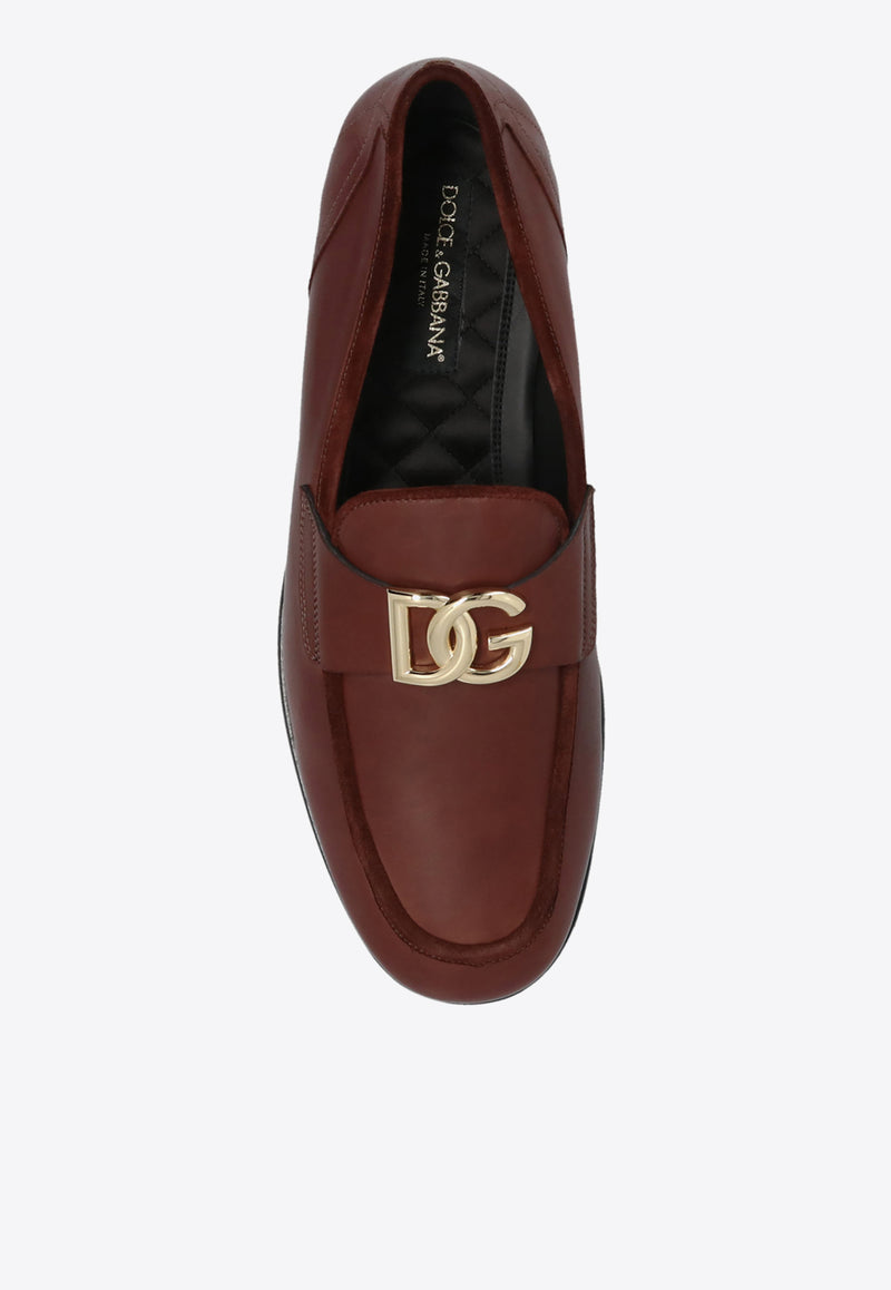 Dolce & Gabbana Logo-Plaque Leather Loafers A50462 AQ993-80047