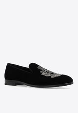 Dolce & Gabbana Embroidered Velvet Loafers A50490 AO249-8R747