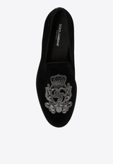 Dolce & Gabbana Embroidered Velvet Loafers A50490 AO249-8R747