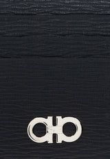 Salvatore Ferragamo Gancini Two-Tone Leather Cardholder Black 66A302 REVIVAL GANC 698914-NERO