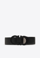 Salvatore Ferragamo Reversible Gancini Leather Belt Black 670049 DOUBLE ADJUS 745872-NERO