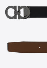 Salvatore Ferragamo Reversible Gancini Two-Tone Leather Belt Black 670084 DOUBLE ADJUS 750184-NERO