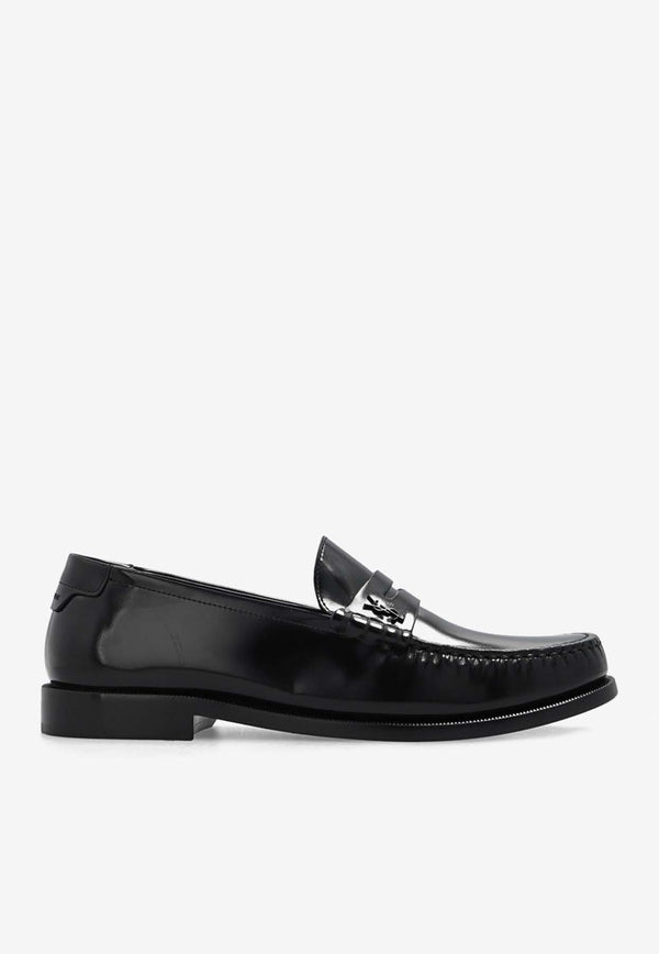 Saint Laurent Monogram Penny Loafers in Calf Leather Black 670232 AAA7R-1000