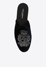 Dolce & Gabbana Velvet Embroidered Slippers A80310 AO249-8Z605
