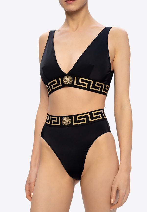 Versace Greca Patterned Bikini Top Black ABD01094 A232185-A1008