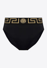 Versace Greca Patterned Bikini Bottom Black ABD01095 A232185-A1008
