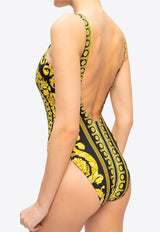 Versace Barocco Print One-Piece Swimsuit Yellow ABD08000 A232992-A7900