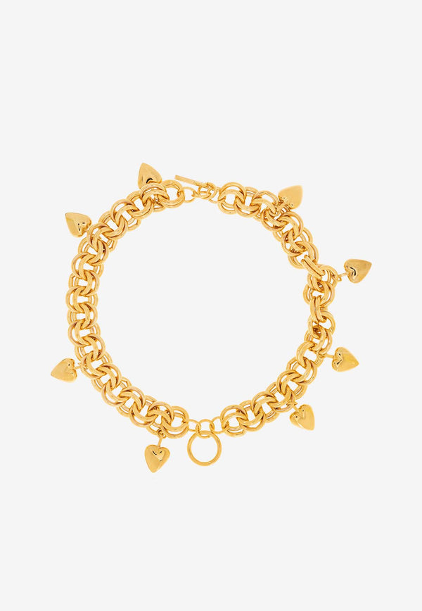 Saint Laurent Heart Charm Chain Bracelet 687292 Y1500-8204 Gold