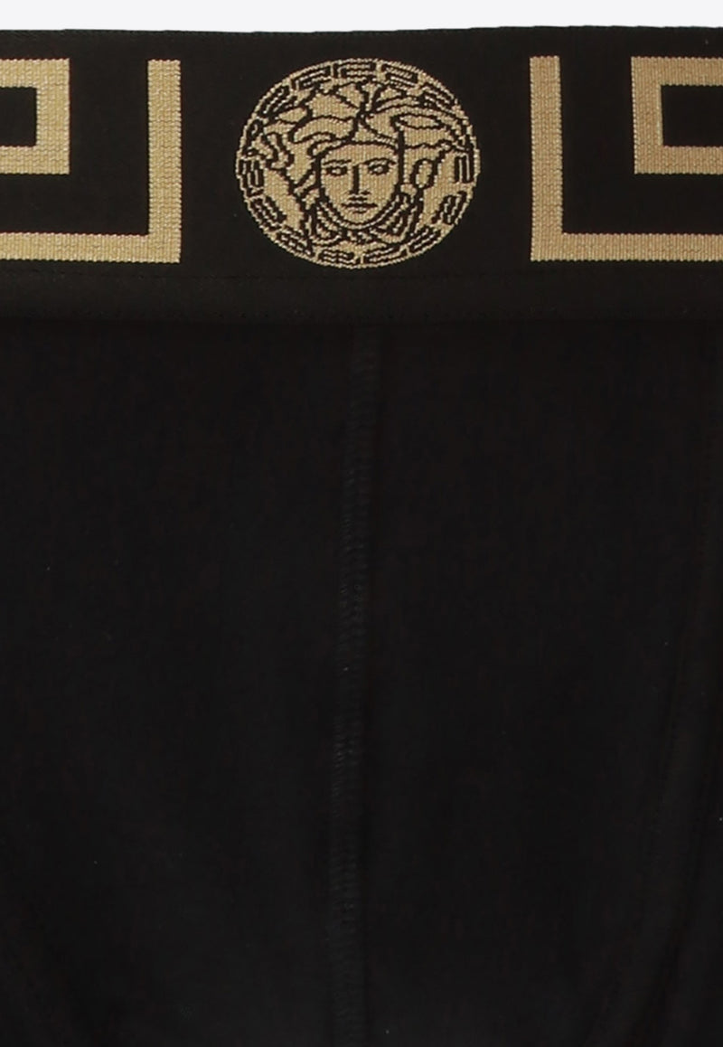 Versace Greca Waistband Boxer Briefs Black AU10026 A232741-A80G