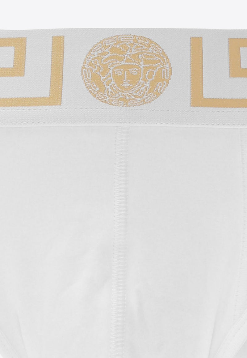 Versace Greca Border Briefs - Pack of 2 AU10180 A232741-A81H White