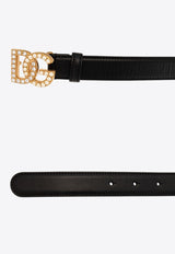 Dolce & Gabbana Embellished DG Logo Leather Belt BE1577 AQ339-8S574