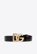 Dolce & Gabbana Embellished DG Logo Leather Belt BE1577 AQ339-8S574