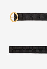 Bottega Veneta Intreccio Woven Leather Belt Black 701227 VMAY2-8425