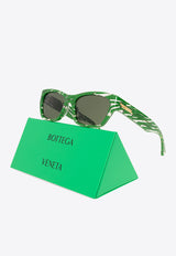 Bottega Veneta Zebra-Print Square Sunglasses Green 703254 V2330-3342