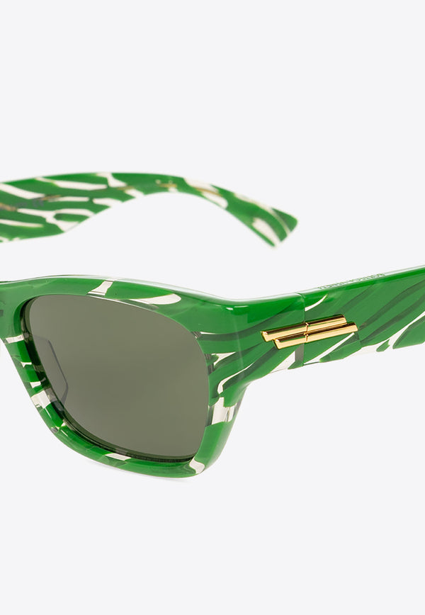 Bottega Veneta Zebra-Print Square Sunglasses Green 703254 V2330-3342