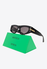Bottega Veneta Oval Sunglasses with Metal Applique Gray 703257 V2330-1049