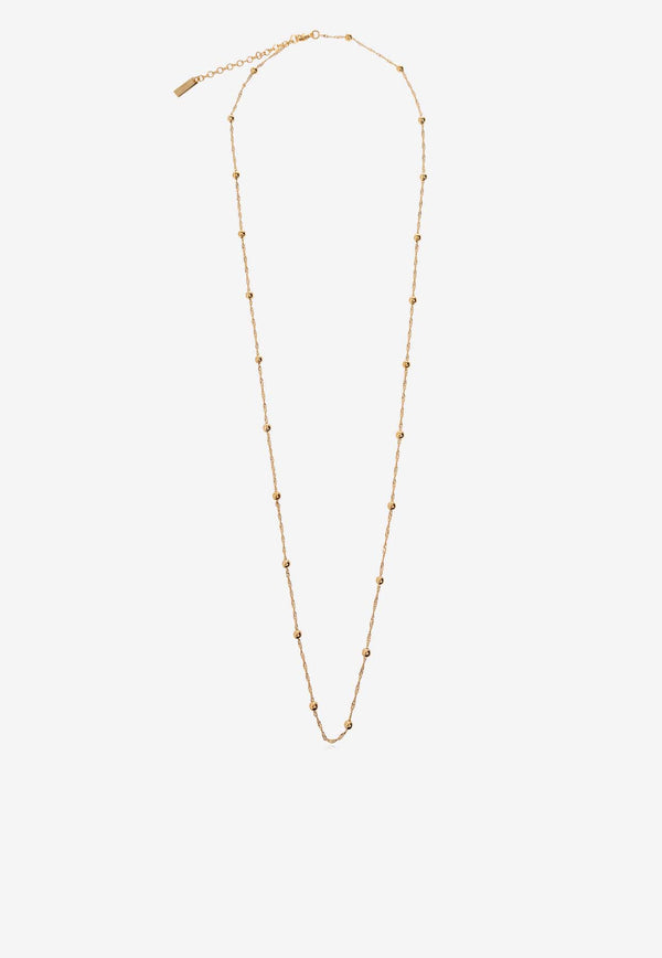 Saint Laurent Ball and Intertwined Chain Long Necklace 703964 Y1500-8204 Gold