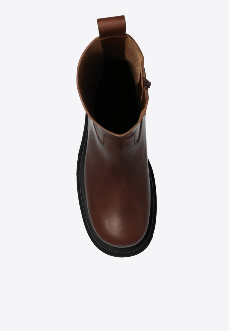 Bottega Veneta Lug Calf Leather Boots Brown 716205 VBS50-2287