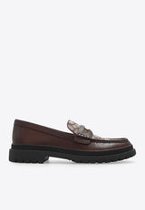 Coach Monogram Jacquard Penny Loafers Brown CC833 0-MPL