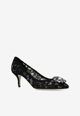 Dolce & Gabbana Bellucci 60 Lace Pumps with Brooch Black CD0066 AL198-80999