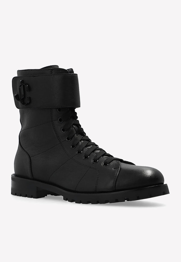 Jimmy Choo Ceirus Combat Boots in Nappa Leather CEIRUS FLAT RES-BLACK Black