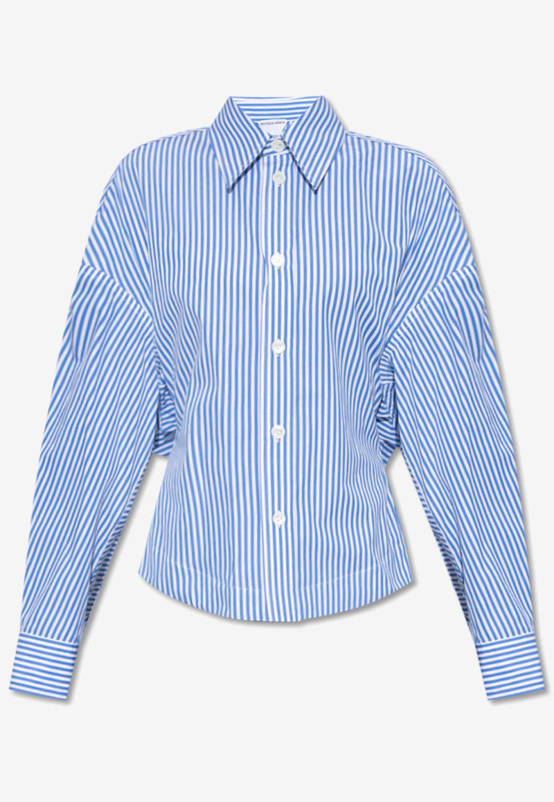 Bottega Veneta Compact Stripe Long-Sleeved  Shirt Blue 725636 V2FC0-9073