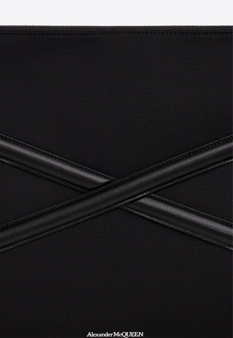 Alexander McQueen The Harness Logo Clutch Bag Black 726315 1AALD-1000