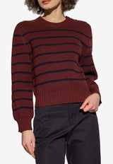 Bottega Veneta Jacquard Striped Wool Sweater Burgundy 726613 V2M60-2151