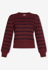 Bottega Veneta Jacquard Striped Wool Sweater Burgundy 726613 V2M60-2151