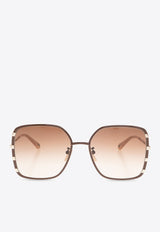 Chloé Celeste Rectangular Sunglasses Brown CH0143S-005 0-0