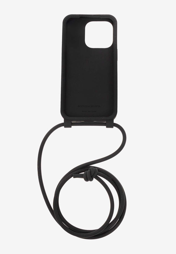 Bottega Veneta iPhone 14 Pro Intreccio Case with Strap Black 733830 V0EY0-1000