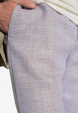 Bottega Veneta Straight-Leg Mouliné Wool Pants Beige 734659 V2KE0-8424