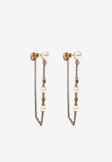 Alexander McQueen Faux Pearl Skull Drop Earrings Gold 734745 I170A-2375