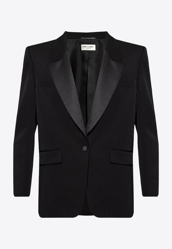 Saint Laurent Single-Breasted Tuxedo Blazer 735685 Y7E63-1000 Black