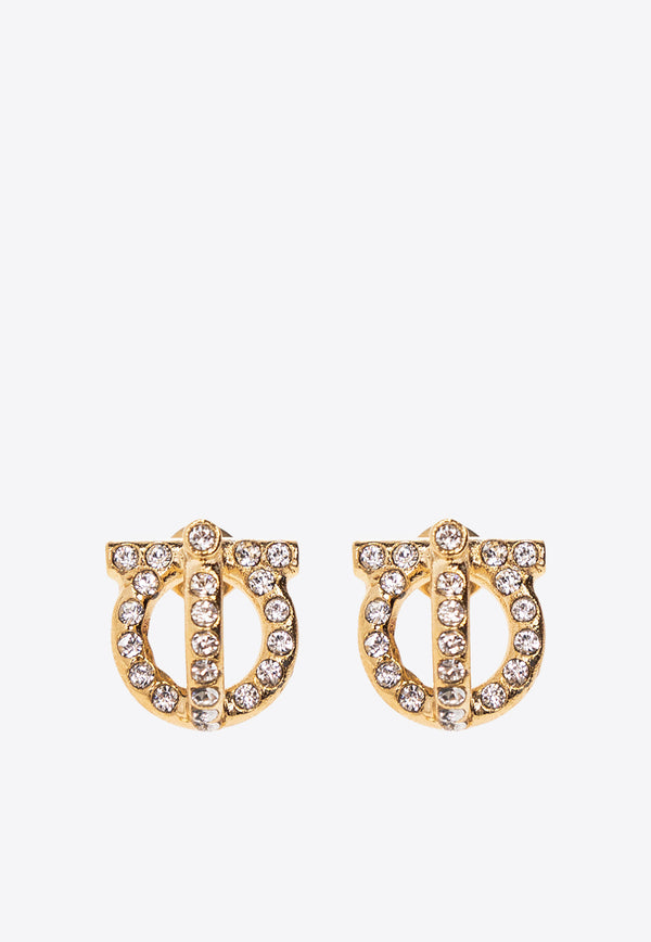 Salvatore Ferragamo 3D Gancini Crystal-Embellished Earrings Gold 760417 EA 3D STRASS 736294-ORO GIOVE STRASS CRYSTAL