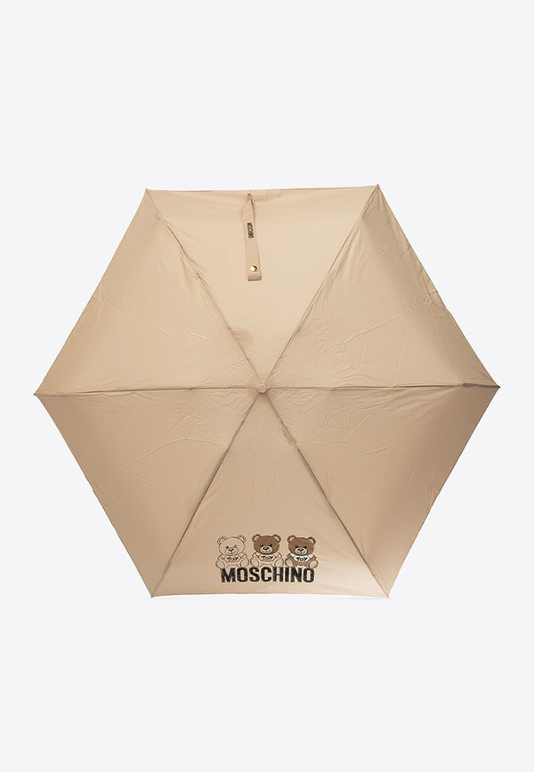 Moschino Logo-Printed Umbrella 8061 SUPERMINID-DARK BEIGE