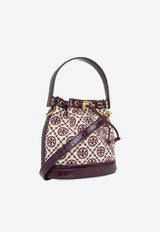 Tory Burch T Monogram Jacquard Bucket Bag Burgundy 86545 0-632