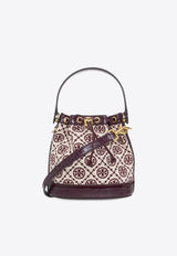 Tory Burch T Monogram Jacquard Bucket Bag Burgundy 86545 0-632