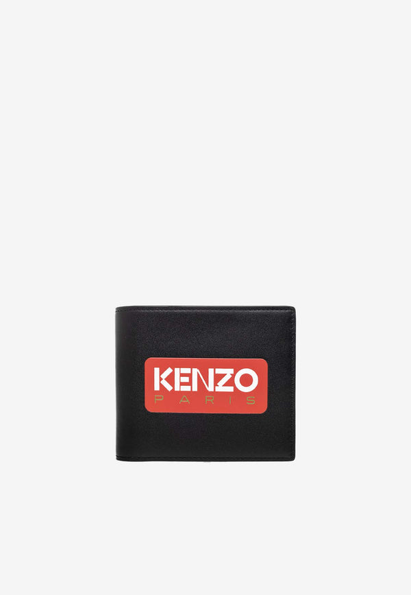Kenzo Logo Bi-Fold Leather Wallet FD55PM803 L41-99 Black