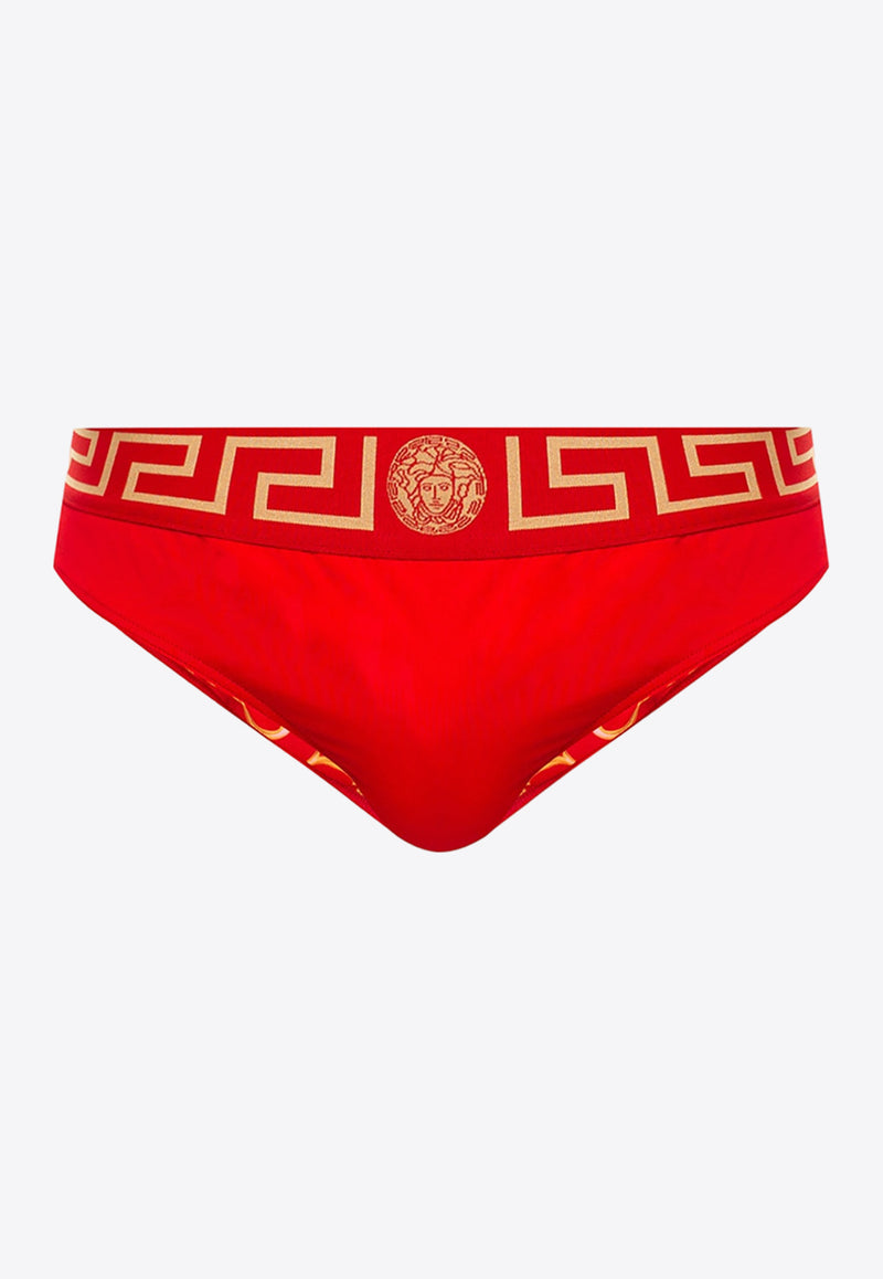 Versace Greca Border Swim Briefs ABU01025 A232185-A9X2 Red