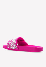 Jimmy Choo Fitz Pearl and Crystal Embellished Slides FITZ F ZWY-V FUCHSIA Pink