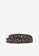 Balmain PB Monogram Jacquard Buckled Belt Black AM1WJ016 TJMN-GFE