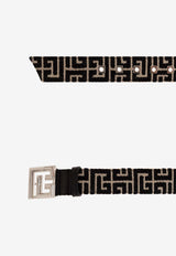 Balmain PB Monogram Jacquard Buckled Belt Black AM1WJ016 TJMN-GFE