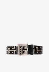 Balmain PB Monogram Jacquard Buckled Belt Black AM1WJ016 TJMN-GFE