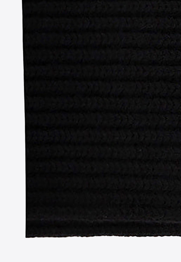 Dolce & Gabbana Logo Plate Ribbed Cashmere Scarf Black GXK64T JAWK0-N0000