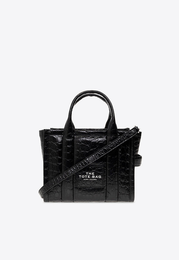 Marc Jacobs The Small Logo Tote Bag in Croc-Embossed Leather Black H022L01RE22 0-001