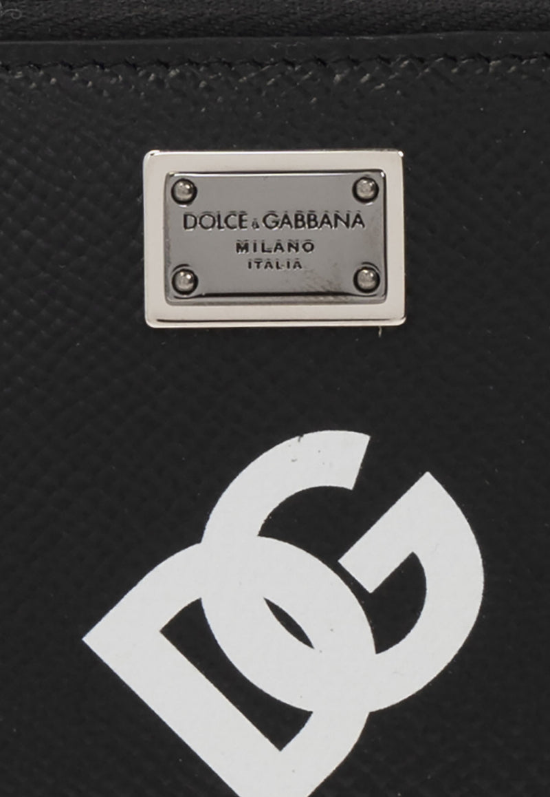 Dolce & Gabbana DG Logo Print Leather Zip Wallet Black BP2522 AG256-HNVAA