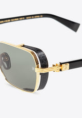 Balmain Rectangular Titanium Sunglasses BPS-117A-52 0-0