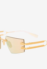 Balmain Fixe II Rectangular-Shaped Sunglasses Brown BPS-123D-54 0-0